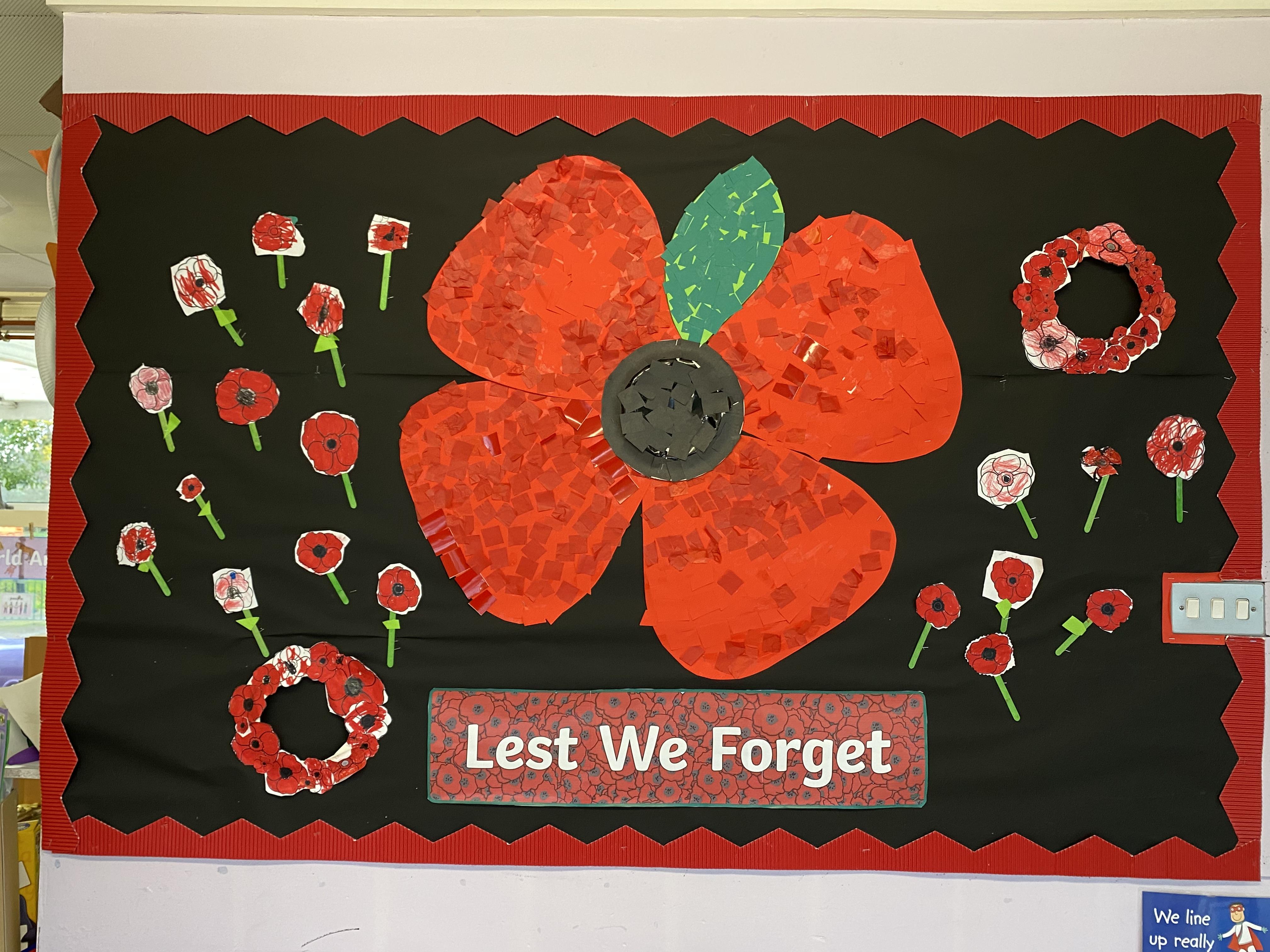 Lest we forget- Reception made a large poppy display